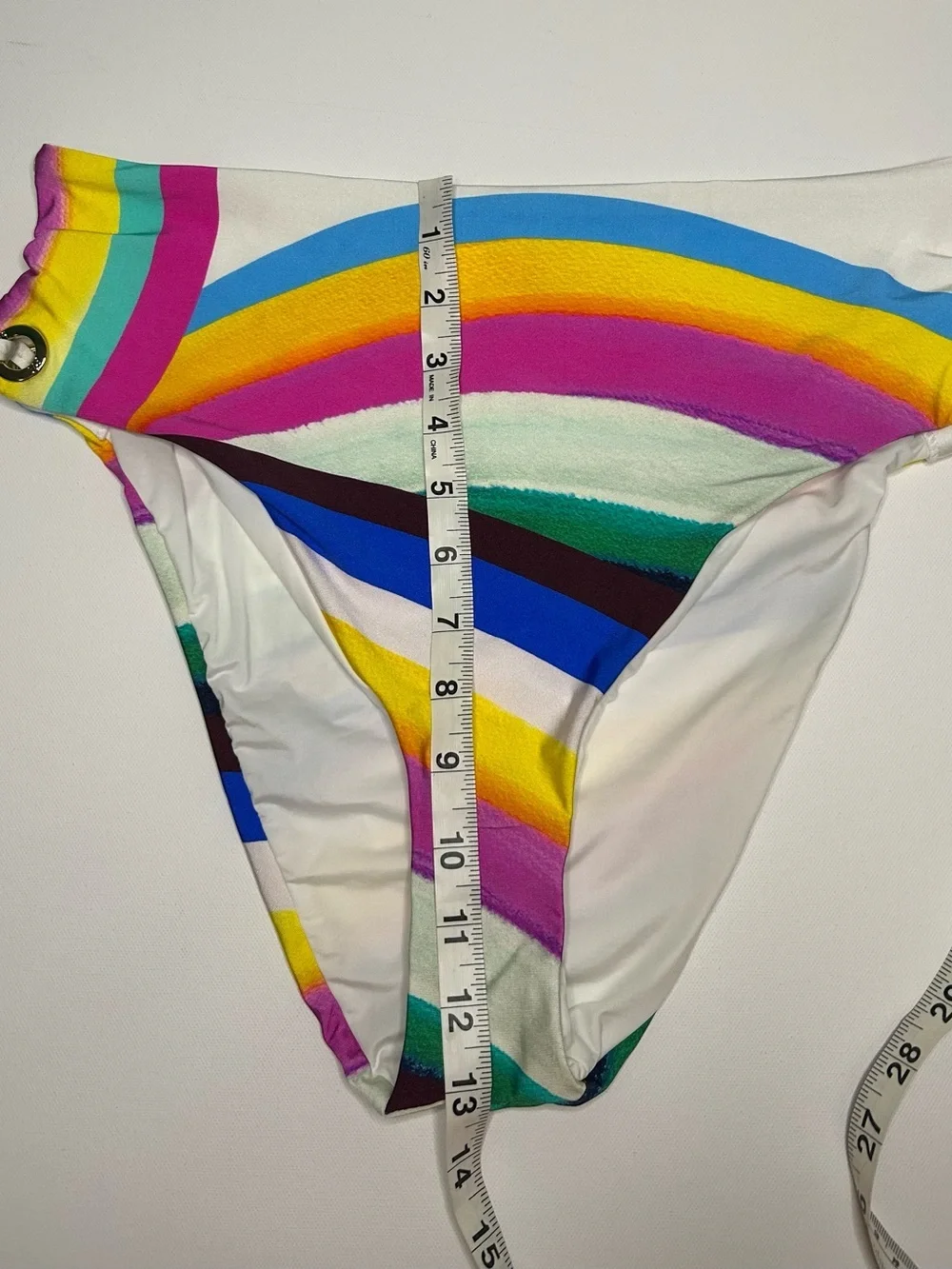 Sunshine 79 High waisted bikini bottoms multicolor rainbow stripe beach pool